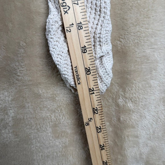 Free People Moonshine Cold Shoulder Oversized Sweater Ivory Sz S Raw Edge Fringe - Picture 8 of 9